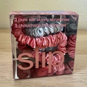 Slip Silk Skinny Scrunchies for Hair Ponytail Anti Frizz Deluxe Accessories NWT